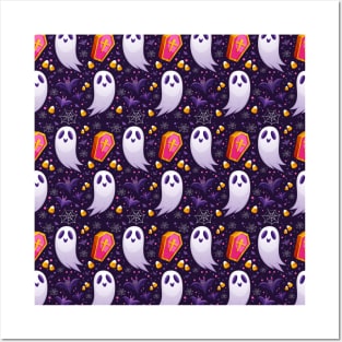 Ghosts Bats Candy Corn Fun Halloween Cute Spooky Design Posters and Art